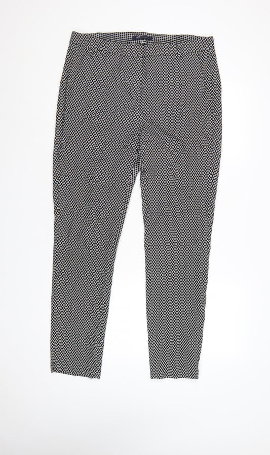 Marks and Spencer Womens Black White Geometric Trousers Size 14 Long