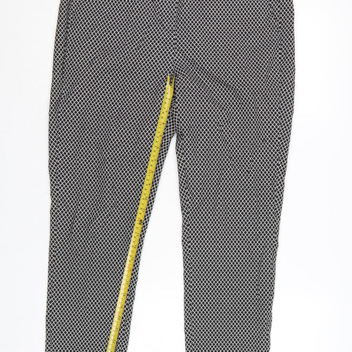 Marks and Spencer Womens Black White Geometric Trousers Size 14 Long