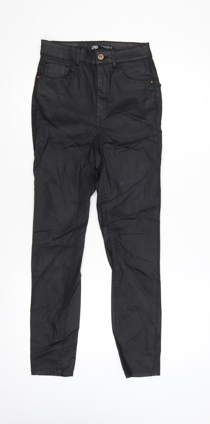 Zara Womens Black Slim Trousers Size 10 Cotton Blend