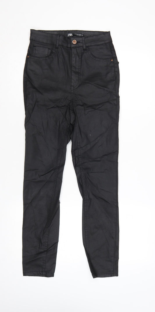 Zara Womens Black Slim Trousers Size 10 Cotton Blend