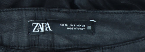 Zara Womens Black Slim Trousers Size 10 Cotton Blend