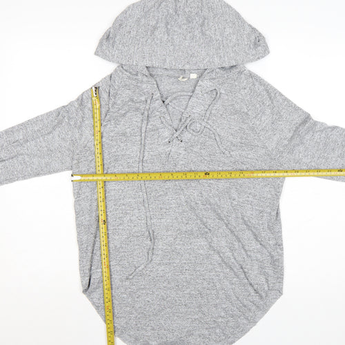 GAP Womens Grey XS Lace-Up Hoodie Pullover Long Sleeve Top