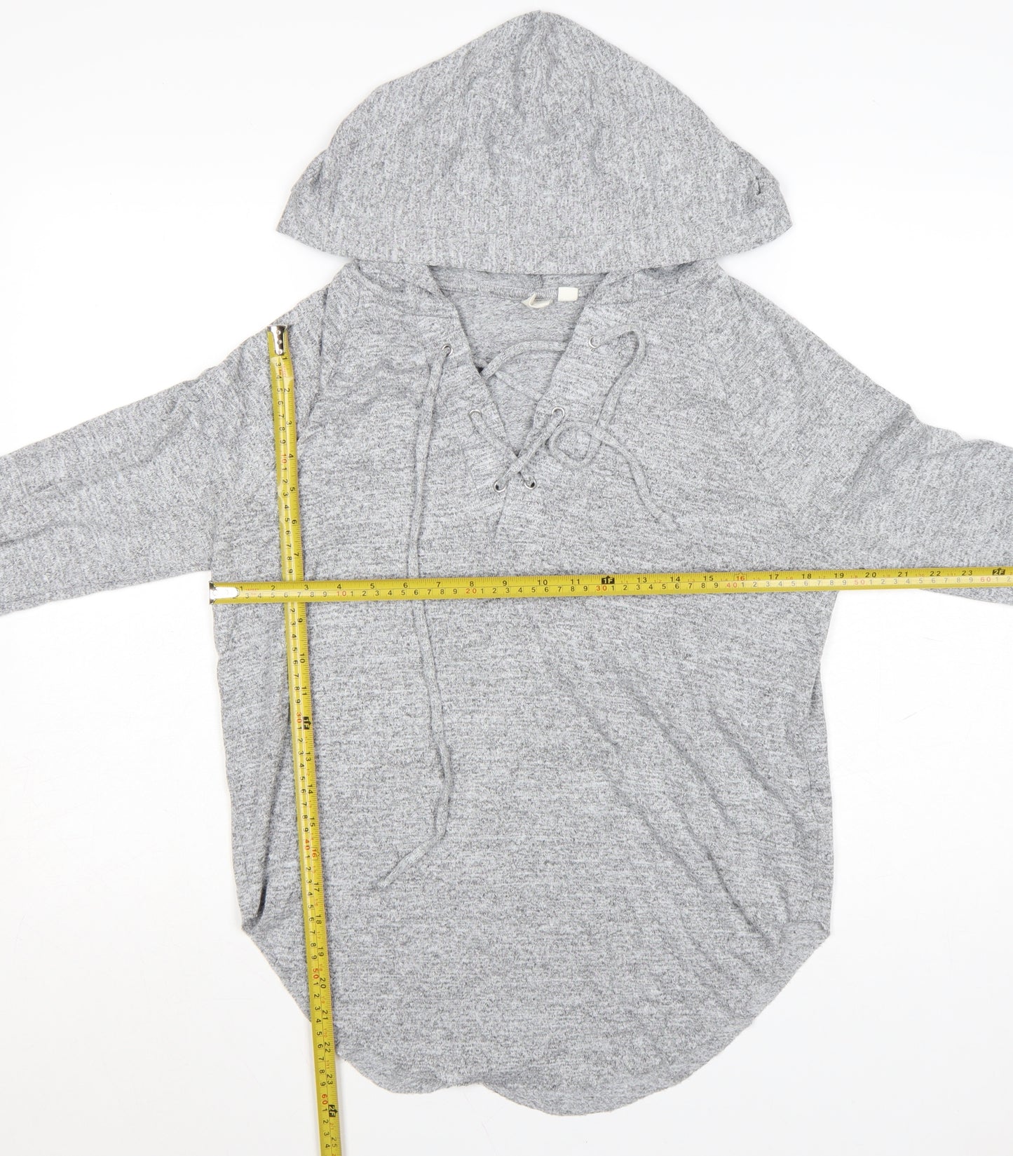 GAP Womens Grey XS Lace-Up Hoodie Pullover Long Sleeve Top