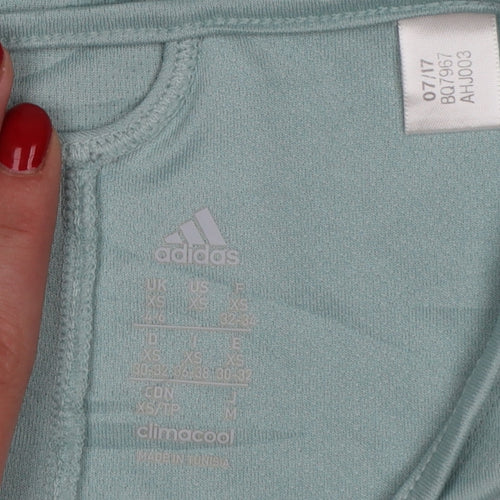 adidas Women Blue XS Climalite Running T-Shirt Lightweight Top