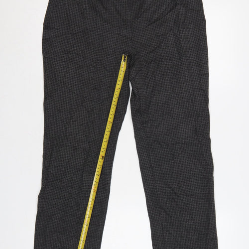 Marks and Spencer Women Grey Check Stretch Straight Trousers Size 12