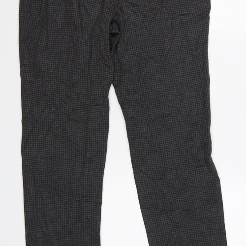 Marks and Spencer Women Grey Check Stretch Straight Trousers Size 12