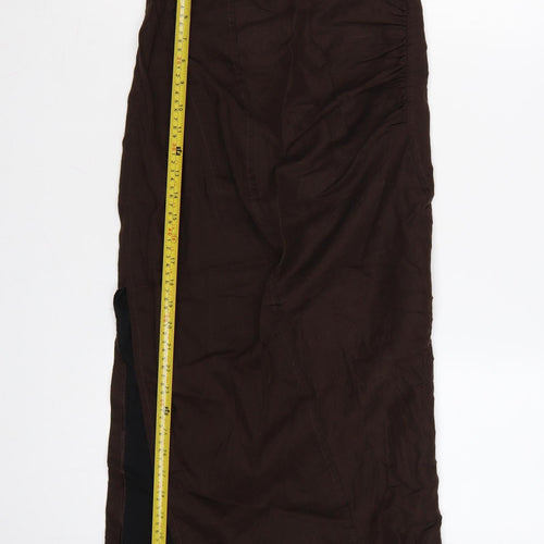 Zara Women Brown Linen Blend Midi Sheath Dress XS