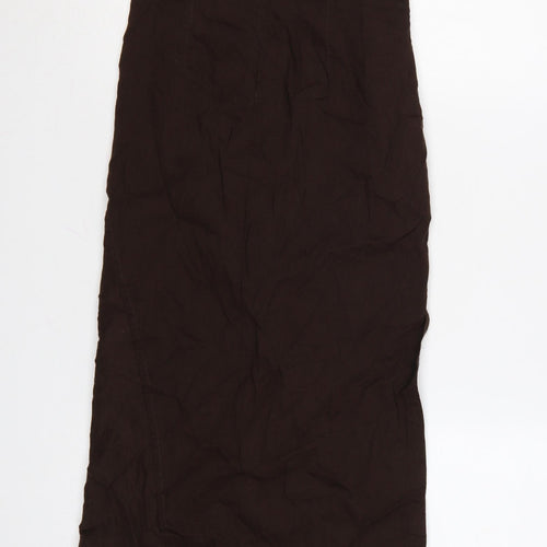Zara Women Brown Linen Blend Midi Sheath Dress XS