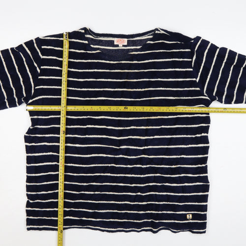Armor Lux Women Navy White Striped Pullover Sweatshirt L Cotton Blend