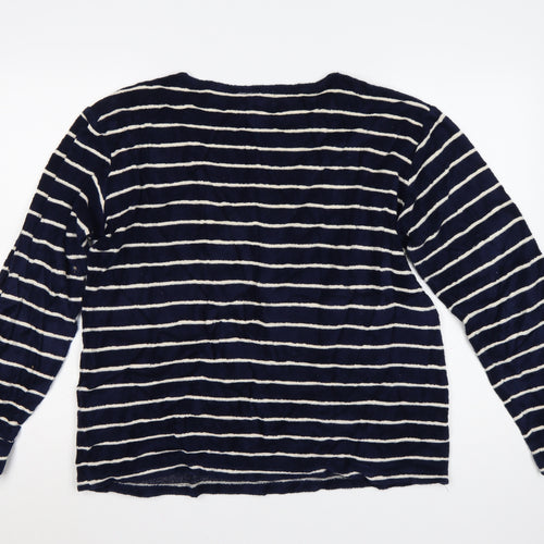 Armor Lux Women Navy White Striped Pullover Sweatshirt L Cotton Blend