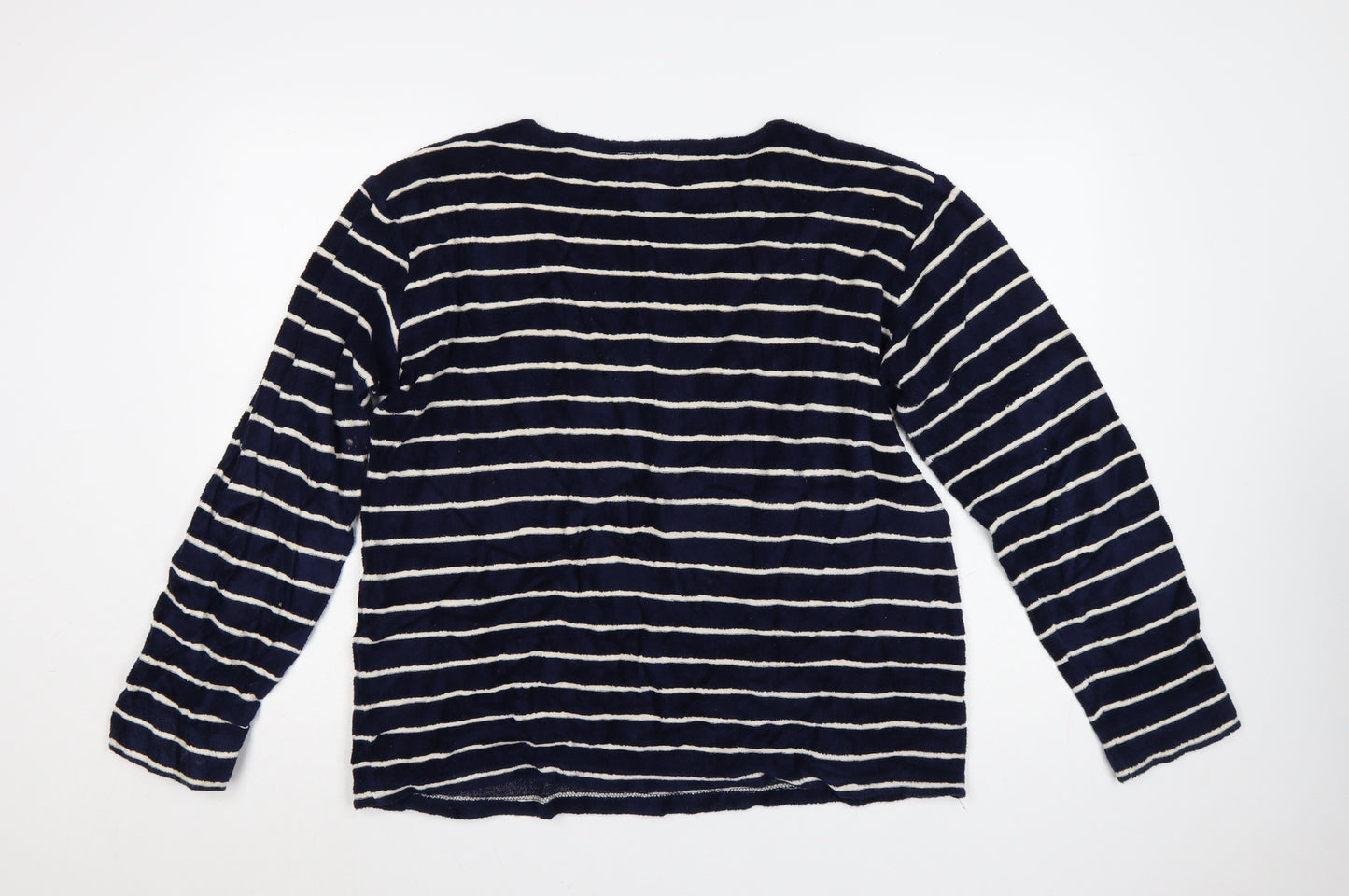 Armor Lux Women Navy White Striped Pullover Sweatshirt L Cotton Blend