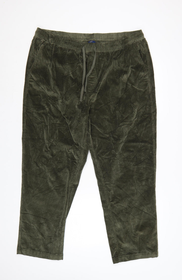 Cotton Traders Men’s Green Corduroy Jogger Trousers 2XL Relaxed Fit