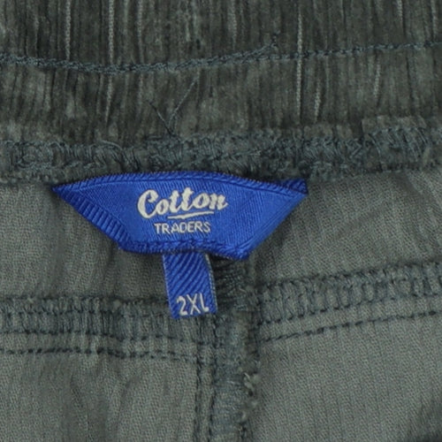 Cotton Traders Men’s Green Corduroy Jogger Trousers 2XL Relaxed Fit