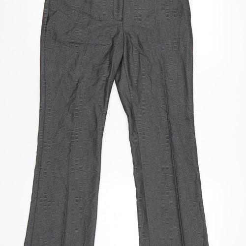 Next Women Grey Straight Leg Trousers Size 8 Viscose Blend Workwear