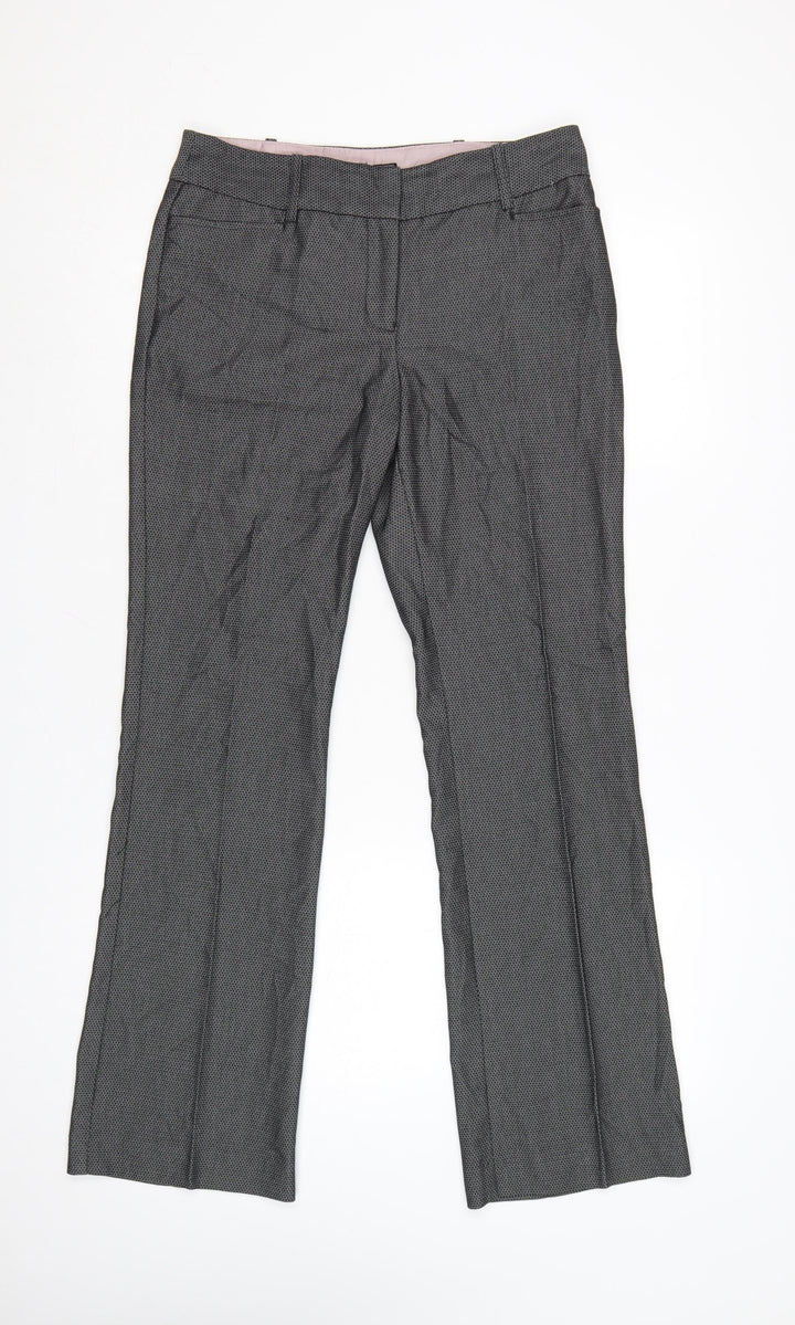 Next Women Grey Straight Leg Trousers Size 8 Viscose Blend Workwear