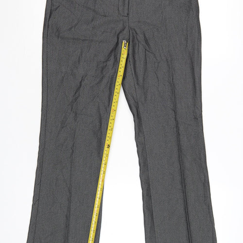 Next Women Grey Straight Leg Trousers Size 8 Viscose Blend Workwear