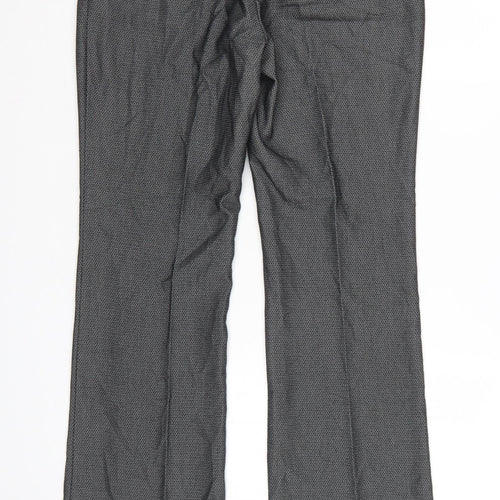 Next Women Grey Straight Leg Trousers Size 8 Viscose Blend Workwear