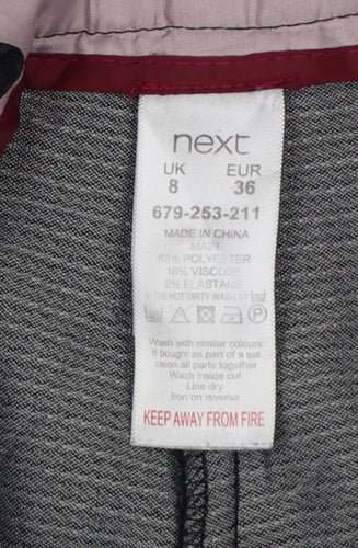 Next Women Grey Straight Leg Trousers Size 8 Viscose Blend Workwear