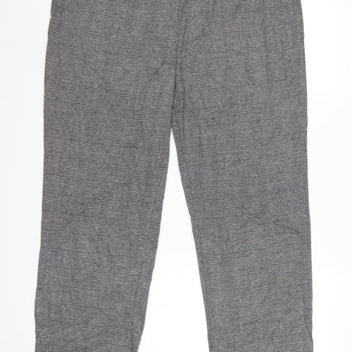 Marks and Spencer Women Grey Check Long Trousers Size 18 Polyester Blend