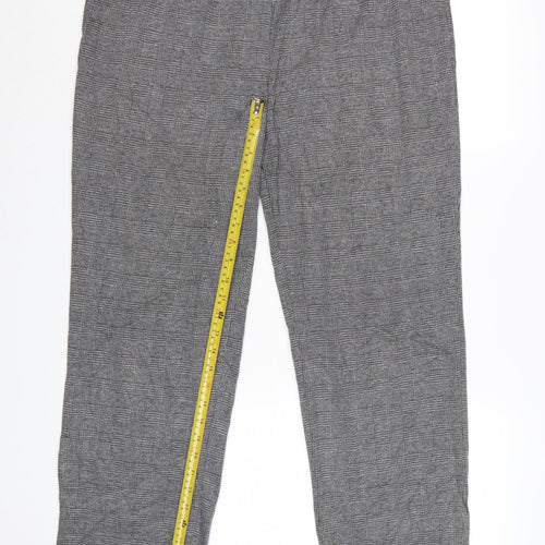 Marks and Spencer Women Grey Check Long Trousers Size 18 Polyester Blend