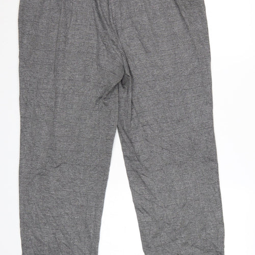 Marks and Spencer Women Grey Check Long Trousers Size 18 Polyester Blend