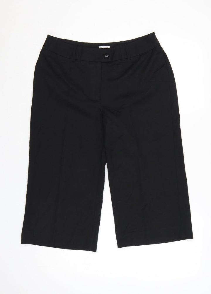 EAST Women’s Black Cropped Wide-Leg Trousers Size 12