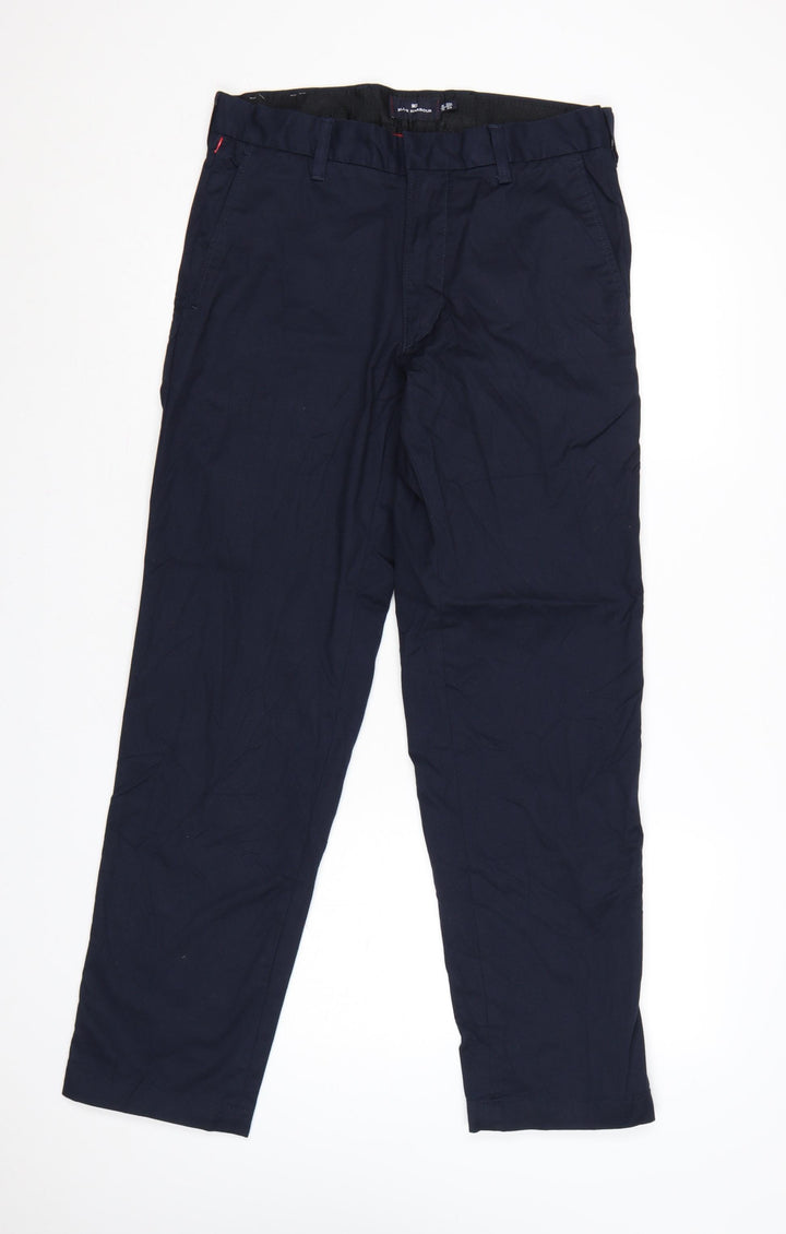Marks and Spencer Blue Harbour Men's Navy Chino Trousers 32W 31L Regular Fit