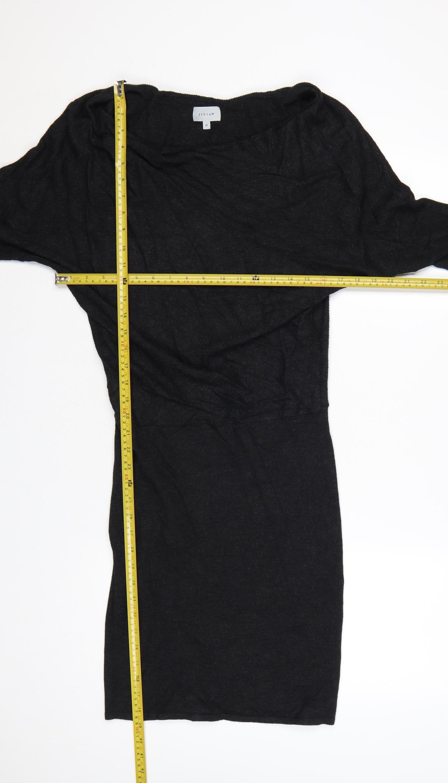 Jigsaw Women’s Black Wool Bodycon Knit Dress M Long Sleeve