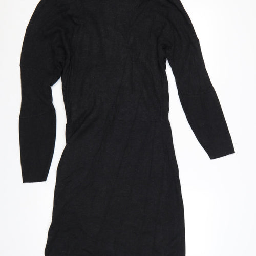 Jigsaw Women’s Black Wool Bodycon Knit Dress M Long Sleeve