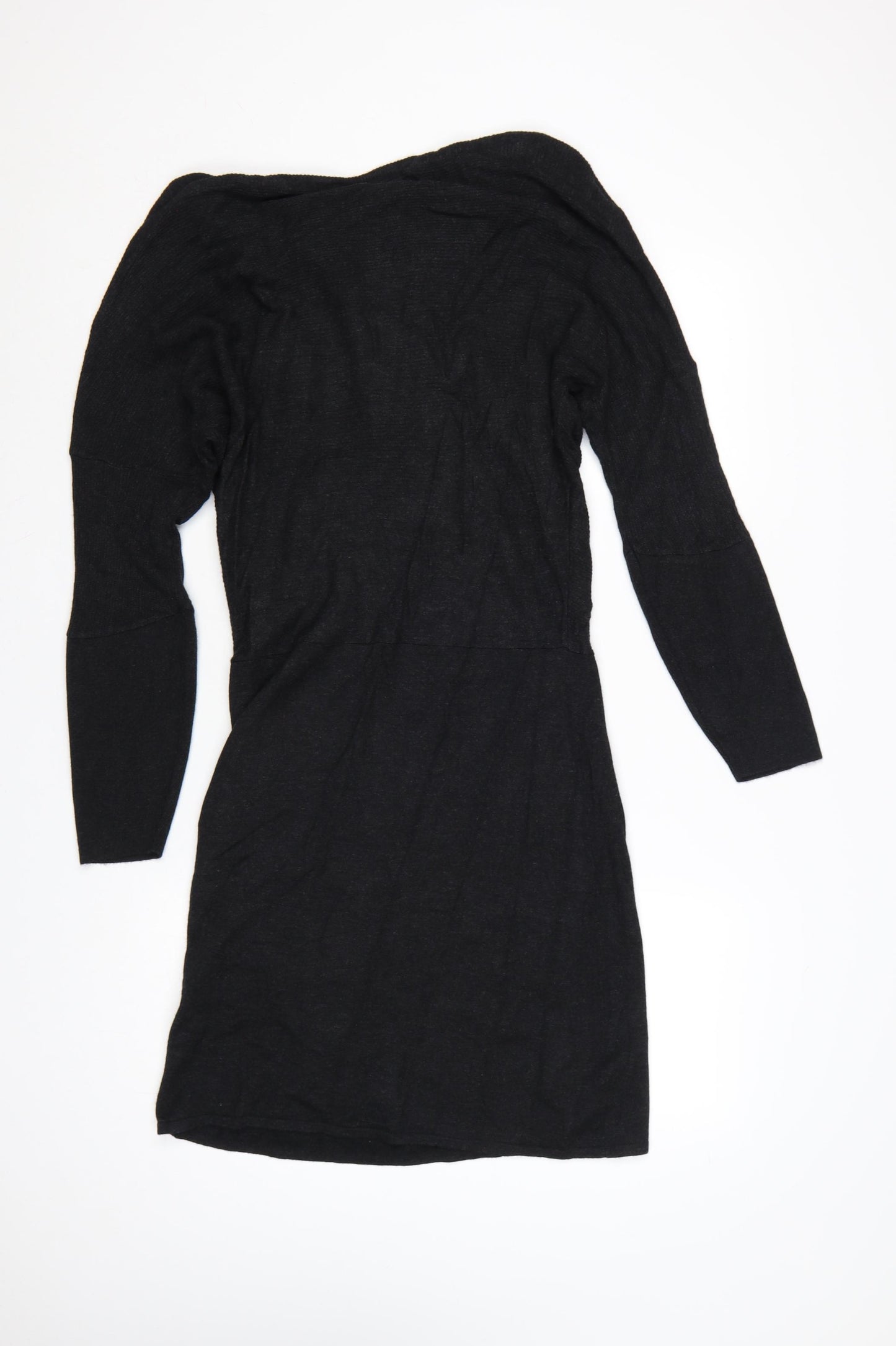 Jigsaw Women’s Black Wool Bodycon Knit Dress M Long Sleeve