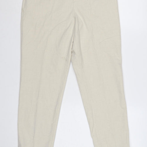 UNIQLO Women Beige Cropped Trousers M Polyester Blend