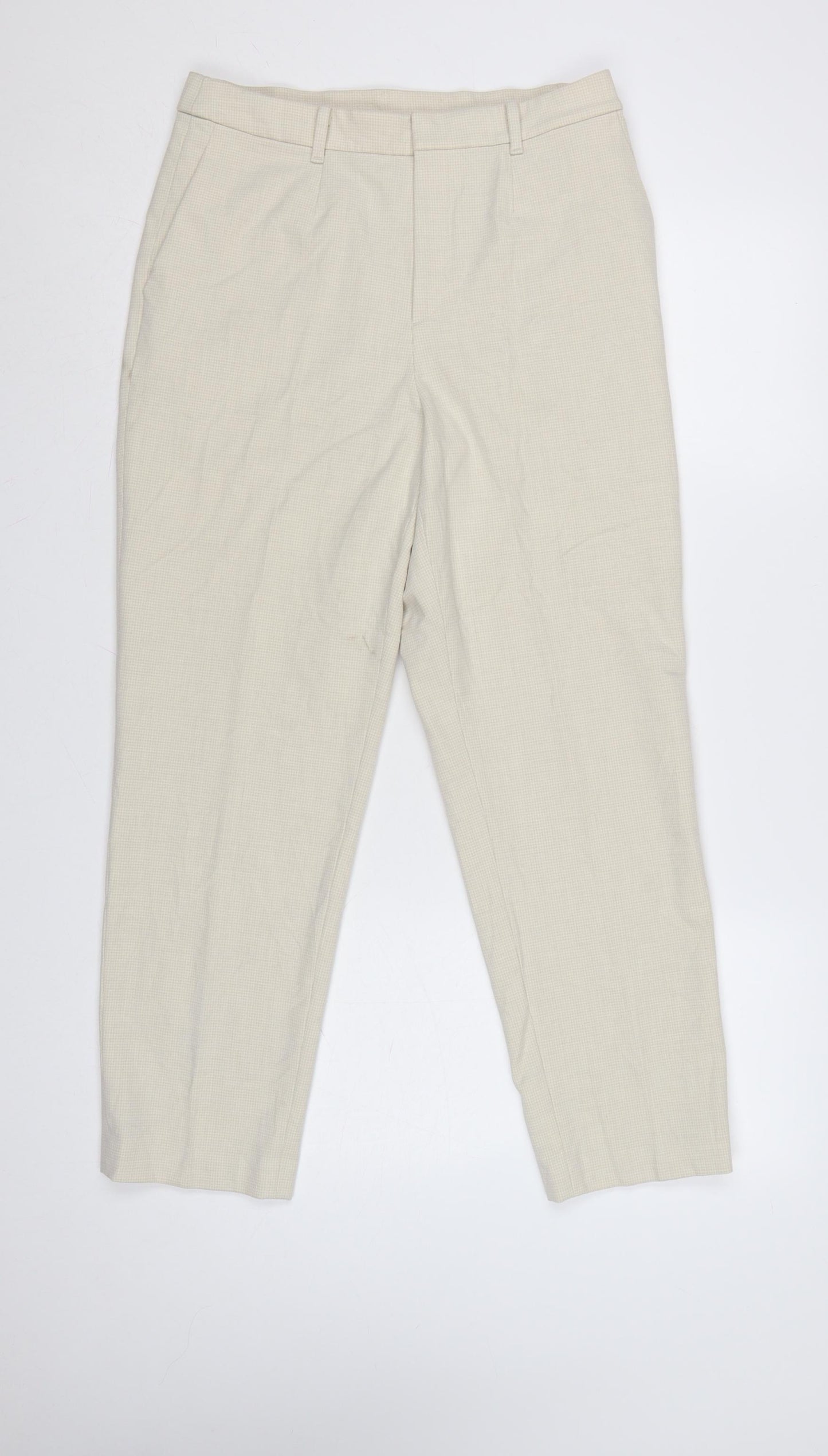 UNIQLO Women Beige Cropped Trousers M Polyester Blend