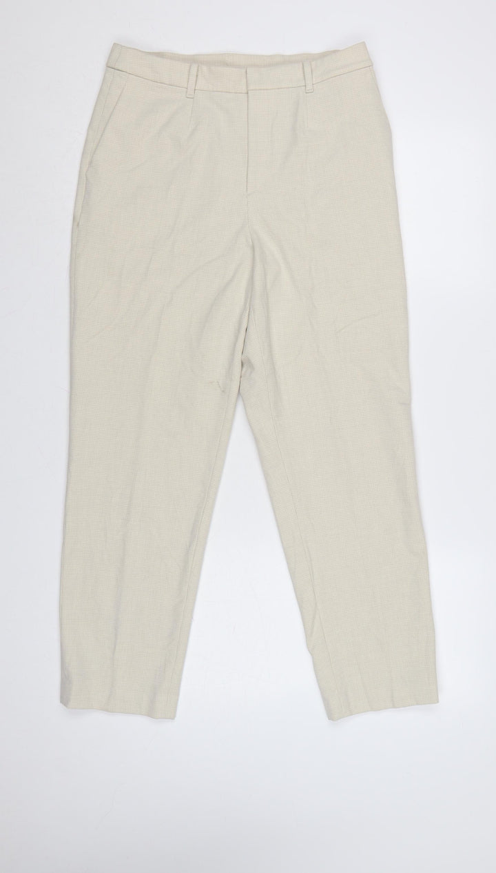 UNIQLO Women Beige Cropped Trousers M Polyester Blend