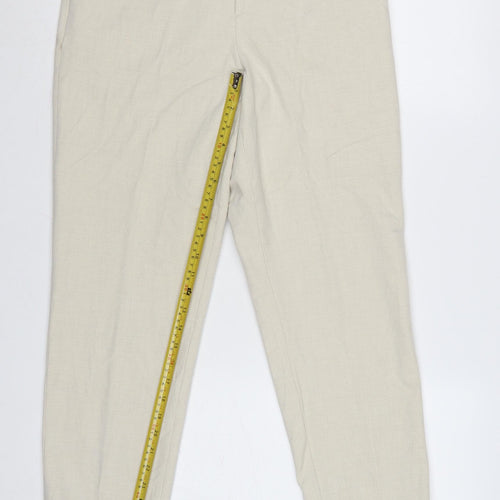 UNIQLO Women Beige Cropped Trousers M Polyester Blend