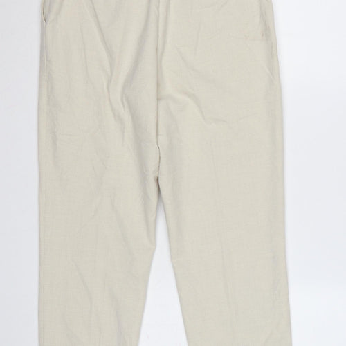UNIQLO Women Beige Cropped Trousers M Polyester Blend