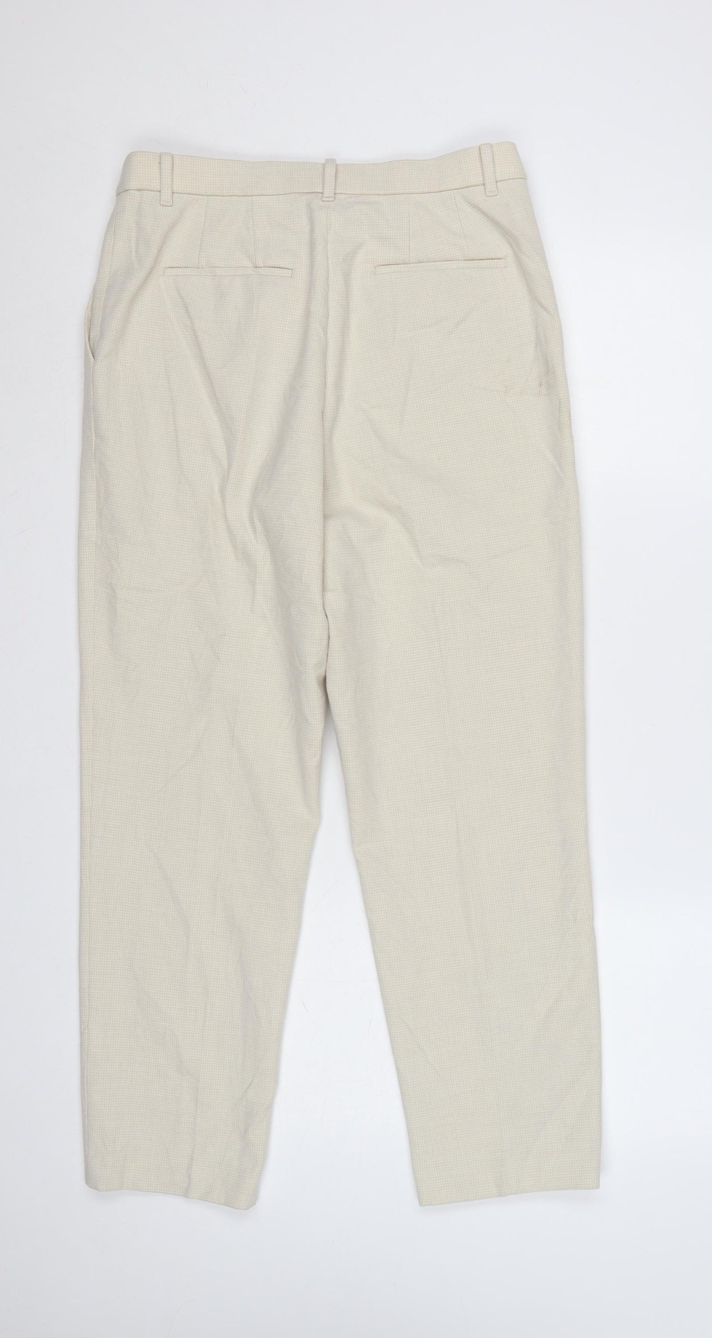 UNIQLO Women Beige Cropped Trousers M Polyester Blend