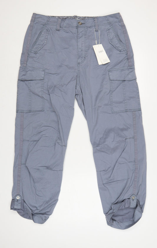 Marks and Spencer Women’s Graphite Cargo Trousers Size 16 Long