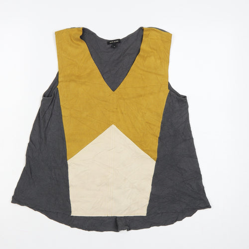 River Island Womens Multicoloured Sleeveless V-Neck Colourblock Top Size 12