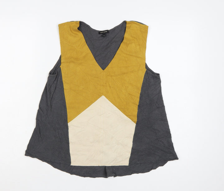 River Island Womens Multicoloured Sleeveless V-Neck Colourblock Top Size 12