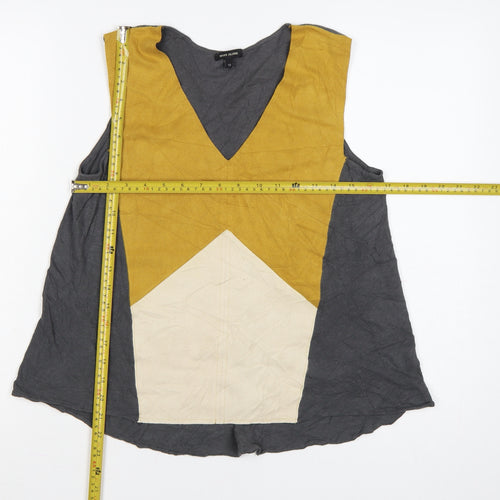 River Island Womens Multicoloured Sleeveless V-Neck Colourblock Top Size 12