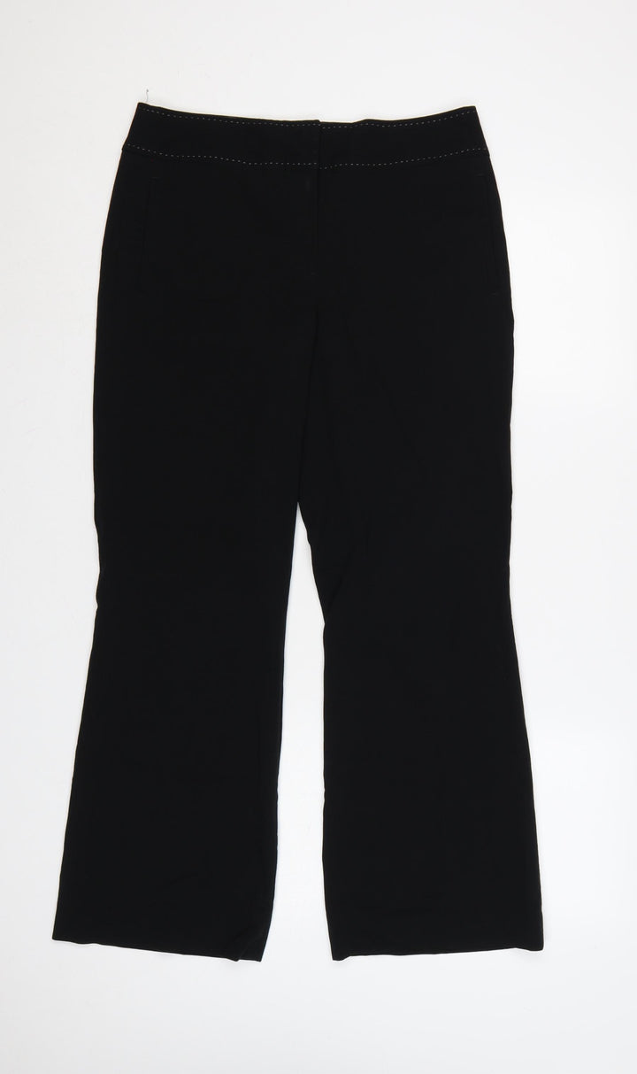 Next Petite Black Straight Leg Tailored Trousers Size 10