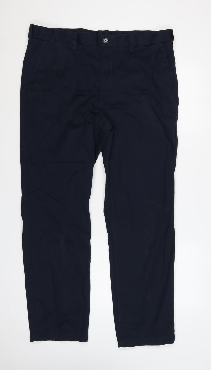 Marks and Spencer Men's Blue 38x31 Regular Fit Chino Trousers