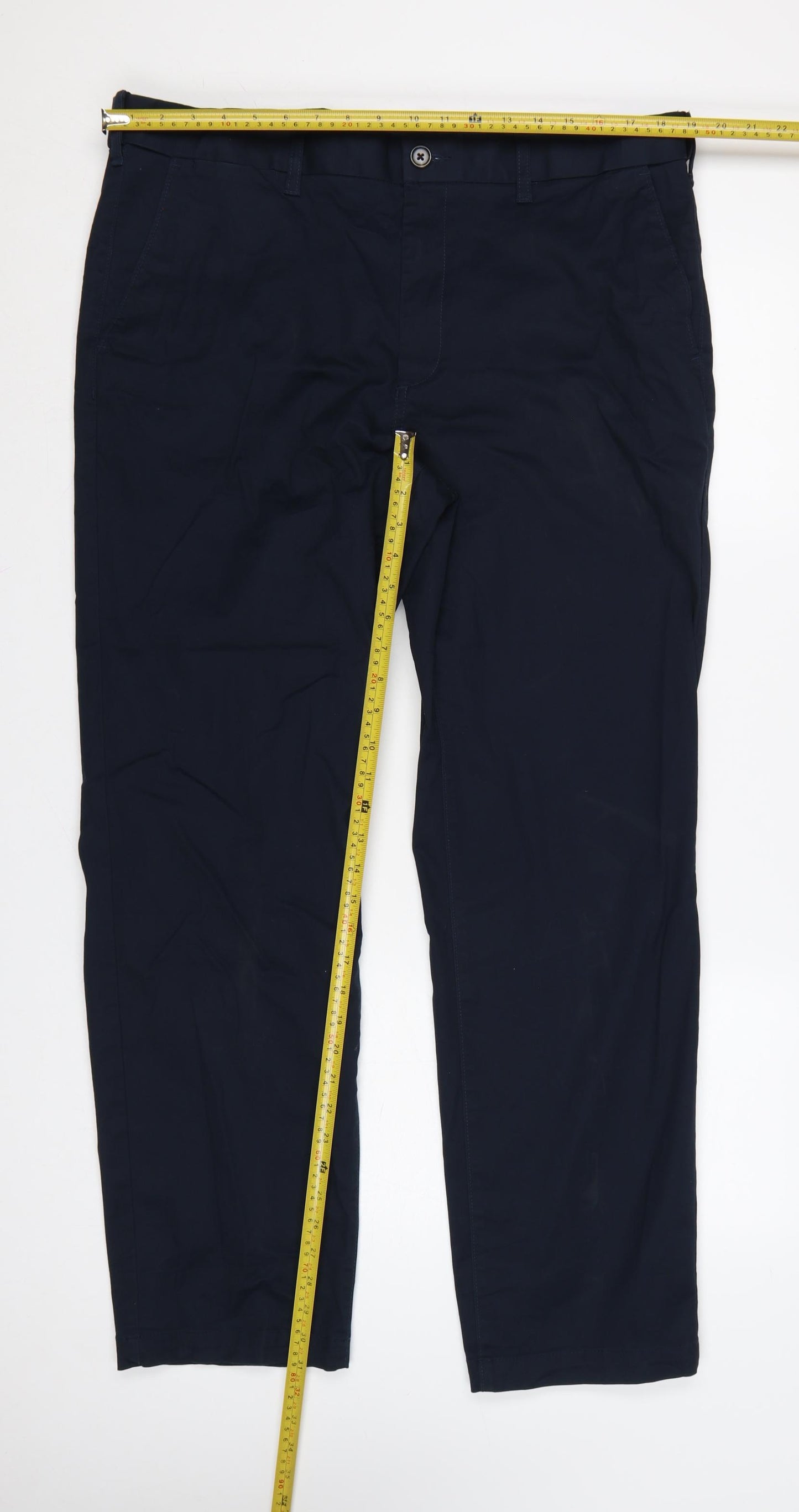 Marks and Spencer Men's Blue 38x31 Regular Fit Chino Trousers