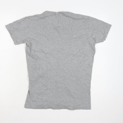 Diesel Women Grey Graphic Cotton T-Shirt M Crew Neck Short Sleeve