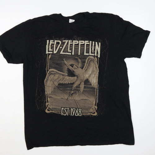 Gildan Women's Black Led Zeppelin Graphic T-Shirt XL Music Rock Cotton
