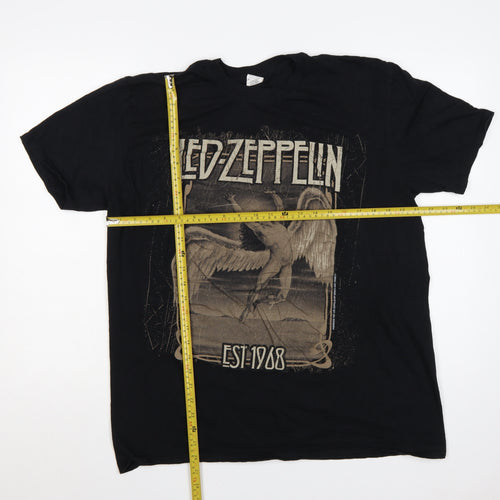 Gildan Women's Black Led Zeppelin Graphic T-Shirt XL Music Rock Cotton