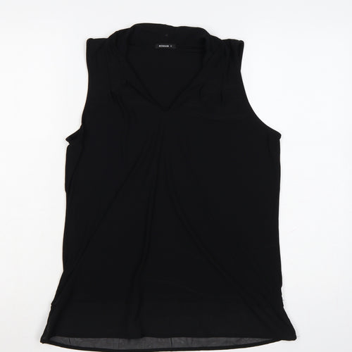 Roman Womens Black Size 12 Sleeveless V-Neck Jersey Blouse