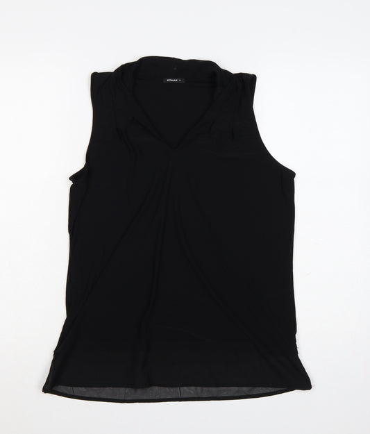 Roman Womens Black Size 12 Sleeveless V-Neck Jersey Blouse
