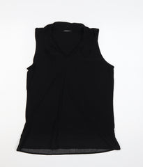 Roman Womens Black Size 12 Sleeveless V-Neck Jersey Blouse