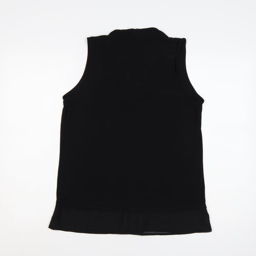 Roman Womens Black Size 12 Sleeveless V-Neck Jersey Blouse